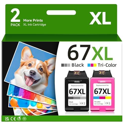 Thcbme Printer Ink 67 Compatible for HP 67XL Ink Cartridges Black Color Combo Pack Compatible for HP Ink 67 Fit for DeskJet 2700e 2700 2855e 2755e 2755 4155e 4255e for Envy 6000 6055e 6400 Printer