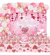 ONCTTOS Valentine's Day Party Decorations, 84 PCS Valentine's Day Party Supplies Include Balloons...