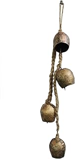 Mango Gifts Rustic Iron 4 Vintage Shabby Chic Metal Barn Bells Decorative Windchime with Rope Relaxing Tranquil Wind Chime...