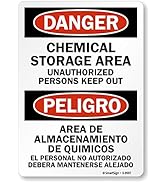 SmartSign "Danger: Chemical Storage Area, Keep Out", Bilingual, Plastic Sign, 10" x 7"