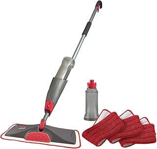 Rubbermaid Reveal Spray Mop Floor Cleaning Kit, 3 Reusable Microfiber Wet Pads, 1 Refillable Bottle, Cordless, Multi-Surfa...