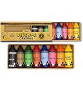 Hieno 100% Pure Beeswax Crayons Non Toxic Handmade - Natural Jumbo Crayons Safe For Kids & Toddle...