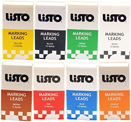 Listo 162 Marking Pencils Refill Kit, 72-Refill Leads per Box, Color: Black, Blue, Brown, Green, Orange, Red, White, Yellow - Grease Pencils/China Marking Pencils/Wax Pencils. (8-Pack)