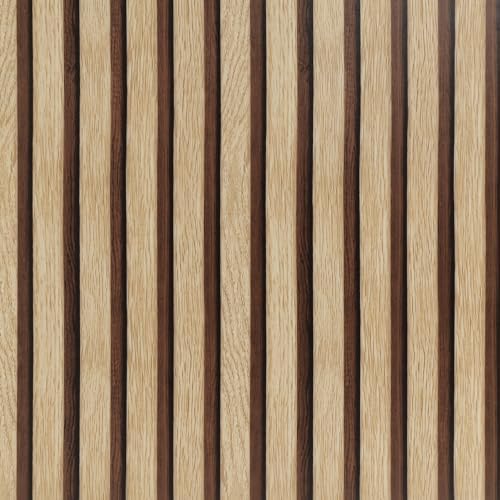 Arthome Modern Wood Slats Peel and Stick Wallpaper Removable Geometric Wall Paper for Home Bedroom 17inch x 120inch Peel and Stick Backsplash Self Adhesive Contact Paper