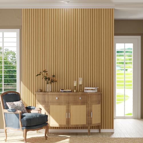 Oxdigi Wooden Slat Peel and Stick Wallpaper - Self-Adhesive Contact Paper with 3D Effect | Waterproof & Removable | PVC Contact Paper for Countertops & Cabinets | 23.6 in x 16.4 ft | Nature Wood