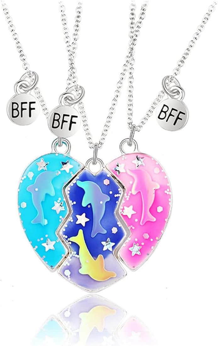 Buy Friendship Necklace Best Friend Necklace for 3 Girls Magnetic ...