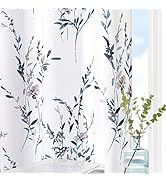 MYSKY HOME Living Room Curtains 84 inches Long Floral Curtains Light Filtering Thermal Insulated ...