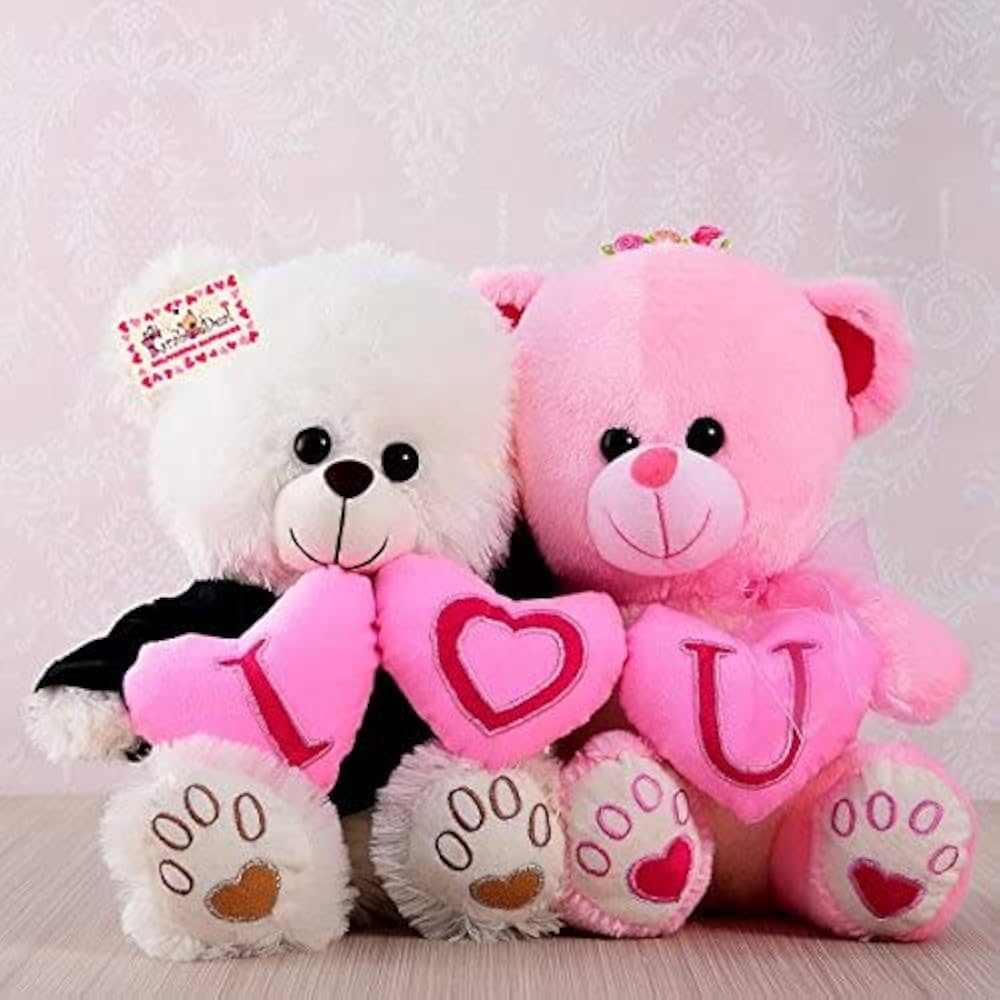 Buy Grabadeal Couple Teddy Bear Holding I Love You Heart (White ...