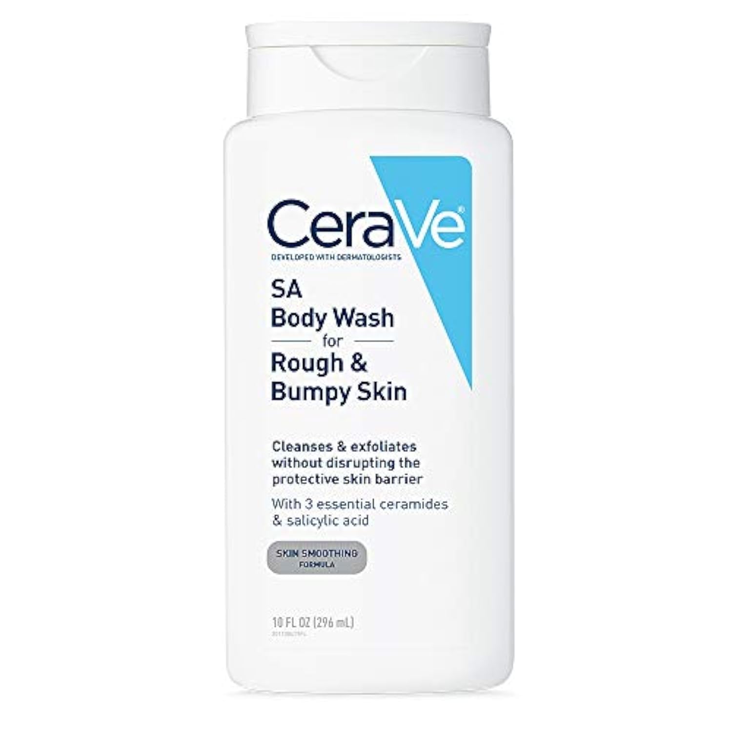 CeraVeBody Wash with Salicylic Acid, Fragrance Free Body Wash to Exfoliate Rough and Bumpy Skin, Allergy Tested, 10 Ounce