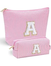 YOOLIFE Christmas Gifts for Girls | Personalized Initial Makeup Bag Pink Cosmetic Bag Travel Toiletry Bag Girlfriend Teacher Gifts 11 12 13 14 15 16 Years Old Girl Gifts Teen Girl Gifts Trendy Stuff A