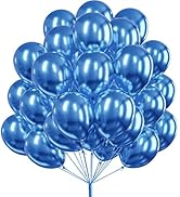 PartyWoo Metallic Blue Balloons, 50 pcs 12 Inch Metallic Blue Balloons, Blue Metallic Balloons, L...