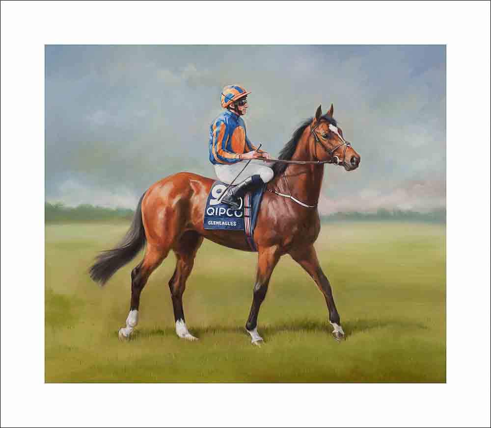 FRAMED: Gleneagles and Ryan Moore – by Jacqueline Stanhope. A framed signed and numbered limited edition print on 330gsm fine art paper.