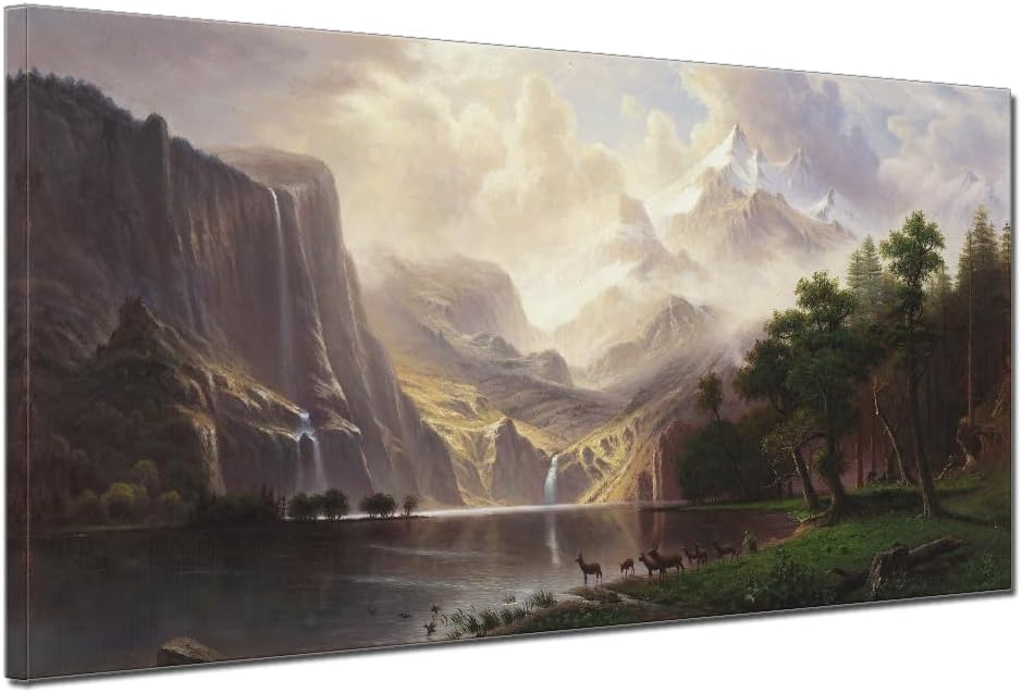 QBQT Office Master Bedroom Hallway Wall Art Among the Sierra Nevada Mountains in California Landscape Pictures Canvas Painting for Home Decorations Large Size Frame 24x48inch Natural 24x48inch Sierra Nevada Artwork