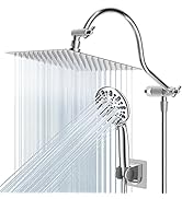 Hibbent All Metal Shower Head, 10'' High Pressure Rainfall Shower Head/Handheld Showerhead Combo ...