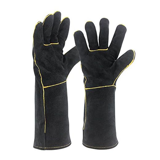 Welding Gloves HEAT RESISTANT Cow Split Leather BBQ/Camping/Cooking Gloves Baking Grill Gloves Welder Fireplace Stove Pot Holder WorkPlace Glove