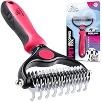  Pat Your Pet Double-Sided Extra Wide Deshedding Brush (Pink)