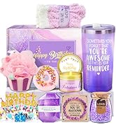 Birthday Gifts for Women, Happy Birthday Relaxing Spa Gifts Basket for Women, Purple Gift Box Set...