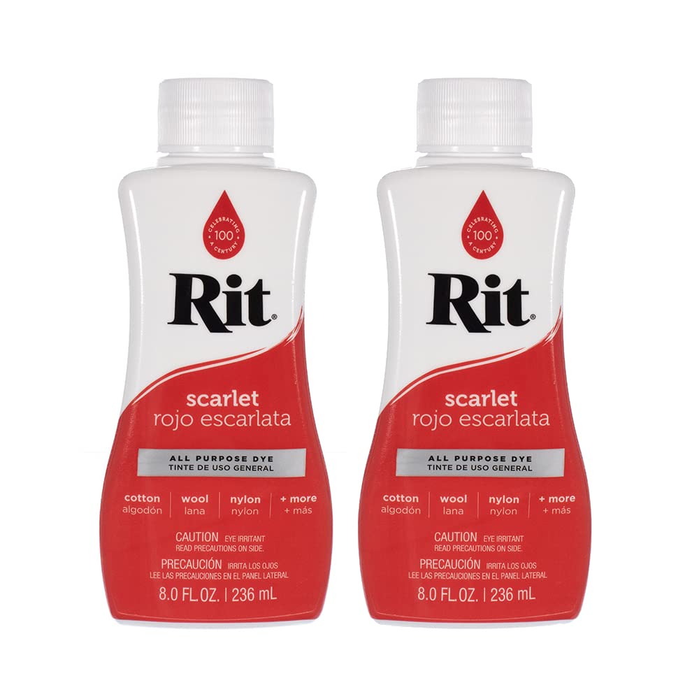 Rit Dye Multi-Purpose Liquid 8 OZ. | Great for Clothing, Accessories, Décor, and Much More | 2-Pack, Scarlet Red