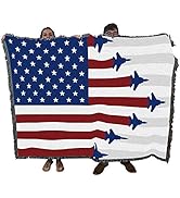 US Air Force - Fighter Jets American Flag Blanket - Gift Military Tapestry Throw Woven from Cotto...