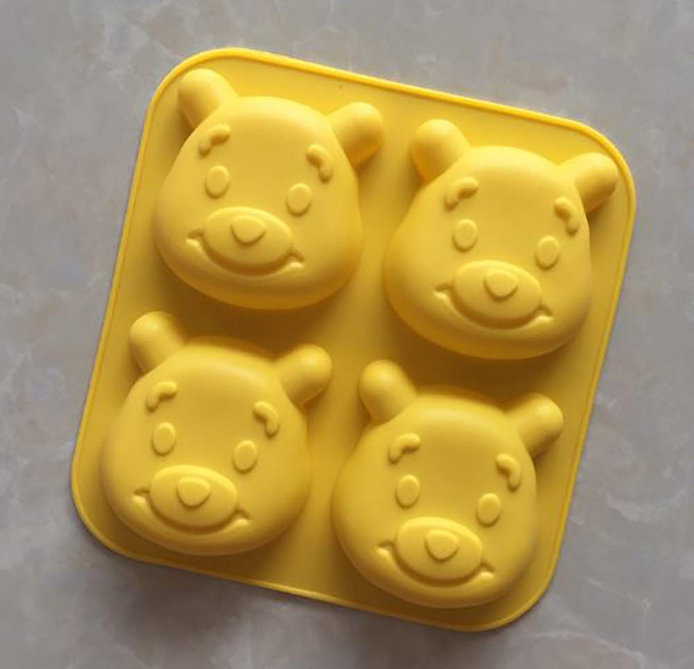 RKPM HOMES Manual DIY Silicone Soap Mold 4 Even Bear Silicone Mold Cake Mold Kitchen Baking Tools Pack of 1 Mold Size 13.7 x 14.5 x 3 cm