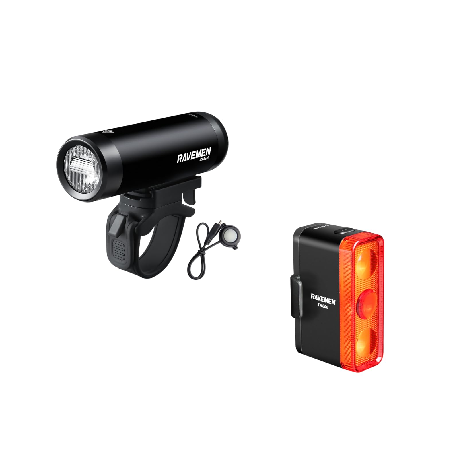 RavemenTR500 Bundle with CR600 Bicycle Lights Front and Rear Bike Lights