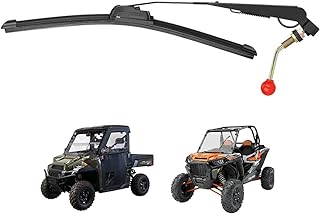 KEMIMOTO UTV Manual Wiper Hand Operated Windshield Wiper Kit with 16" Rubber Blade Compatible with Polaris Ranger 570 800 ...