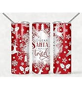 Dear Santa I Really Tried Holiday Theme Tumbler with Straw Lid Winter Family Teacher Student Co-w...