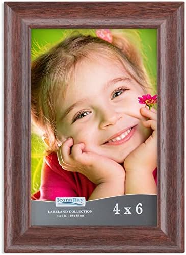 Icona Bay 4x6 Teak Wood Finish Picture Frame - Contemporary Photo Frame 4 x 6 - Composite Wood Frame for Walls or Tabletop - Lakeland Collection