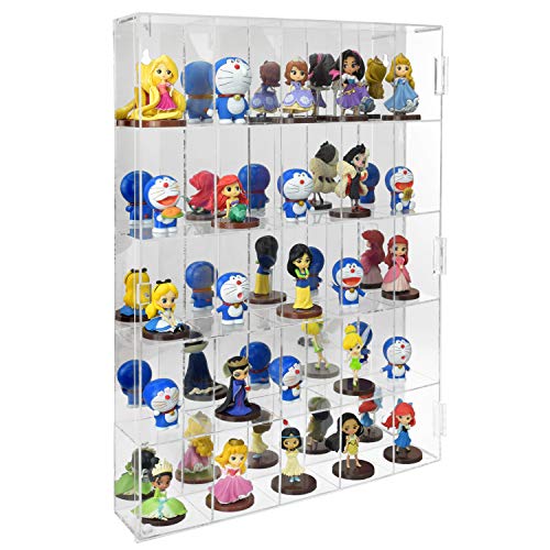 dust proof display cabinet - Ikee Design Acrylic Display Mirrored Back Organizer Storage Box Dust-Proof for Figure Display Any Mini Figures, Rock Stone with 25 Compartments, Compartment Size: 3”W x 2.7”D x 4.1”H