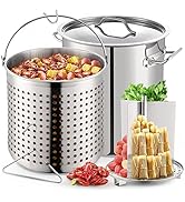 ARC 100-quart Large Stainless Steel Stockpot for Seafood Boiler Crawfish Pot w/ Basket and Steame...