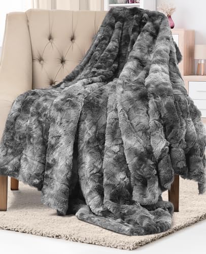 Everlasting Comfort Faux Fur Throw Blanket - Soft, Fluffy, Fuzzy, Plush, Thick, Minky Throws