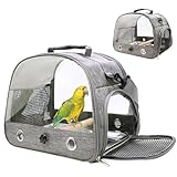 Bird Carrier with Perch Parakeet Travel Carrier Bag Portable Bird Backpack Carrier with Plat Breathable Bird Carrier Travel Cage for Small Pets