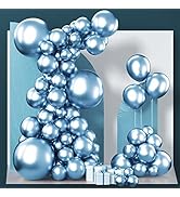 PartyWoo Metallic Light Blue Balloons, 100 pcs Light Blue Metallic Balloons Different Sizes Pack ...