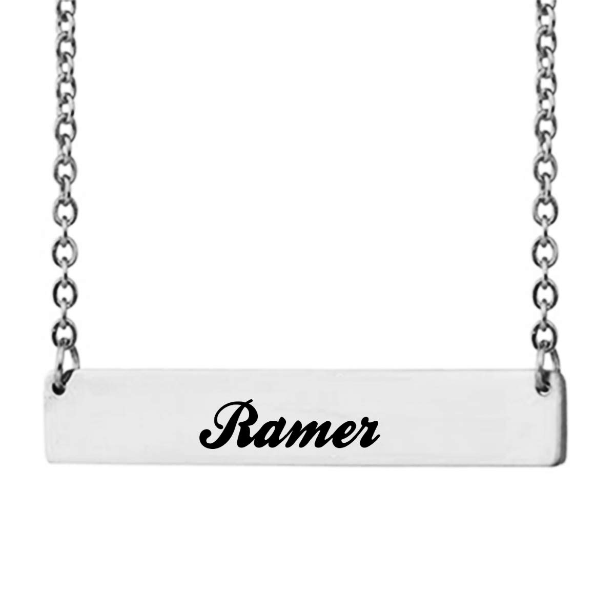 Love Wind Engraved Custom Name Necklace Horizontal Bar Initial Name Plate Jewelry