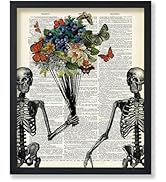 Poster Master Dictionary Art Poster - Skeleton Couple Print - Skeleton Art - Flower Art - Butterf...