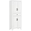 HOMCOM 67" Tall Freestanding Kitchen Pantry Cabinet, 4-Door Storage Cabinet with Drawer and Adjustable Shelves for Dining Room, White