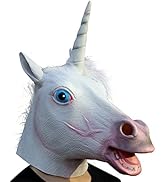 Creepy Party Animal Mask Unicorn Mask Deluxe Novelty Halloween Costume Party Latex Animal Head Ma...