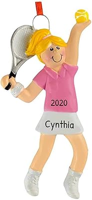 Personalized Tennis Ornament 2024 - Gifts for Tennis Players Female Blonde Tennis Ornaments for Christmas Tree Tennis Decor Tennis Gifts for a Tennis Lover Sports Christmas Ornaments by Elves