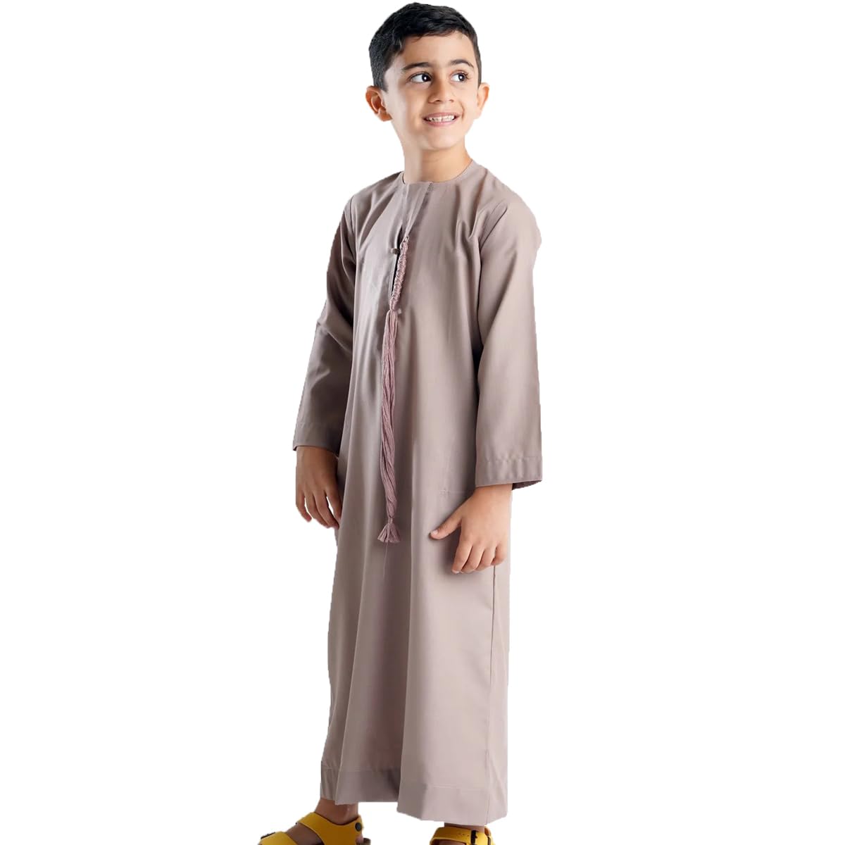 GenericYATHREB Kids Beige Kandoora Thobe Arab dress Thobe, Dishdasha, Kandora Arabic Muslim Wear For Kids Islamic Muslim Praying Dressing Robe