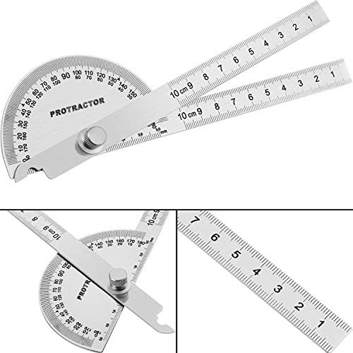 Angle Protractor Angle Finder Ruler Two Arm Stainless Steel Protractor Woodworking Ruler Angle Measure Tool with 0-180 Degrees (10 cm/ 3.94 Inch)