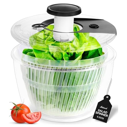 Joined Large Pump Salad Spinner with Drain, Bowl, and Colander - Quick and Easy Multi-Use Lettuce Spinner, Vegetable Dryer, Fruit Washer, Pasta and Fries Spinner - 6.33 Qt (Black)