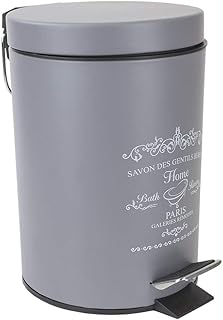 Mini Paris Themed Print Grey Round Step Trash Can by Home Basics | 3 Liter Compact Garbage Bin with Removable Liner Bucket...