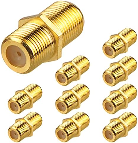 VCE Coaxial Cable Connector 10 Pack, Gold-Plated Coax Female to Female Connector for RG6/RG59 Coaxial Cable Extend