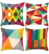 Home Decorative Pillow Covers 18 x 18 Inch Set of 4 Modern Soft Cotton Linen Throw Pillow Covers ...