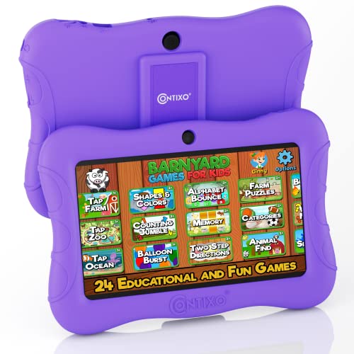 Contixo Kids Tablet V9, 7-inch HD, Ages 3-7, Toddler Tablet with Camera, Parental Control - Android 10, 32GB, WiFi, Learning Tablet for Kids, Purple