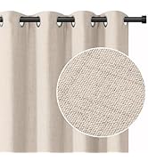 INOVADAY 100% Blackout Curtains 84 Inch Length 2 Panels Set, Thermal Insulated Linen Blackout Cur...