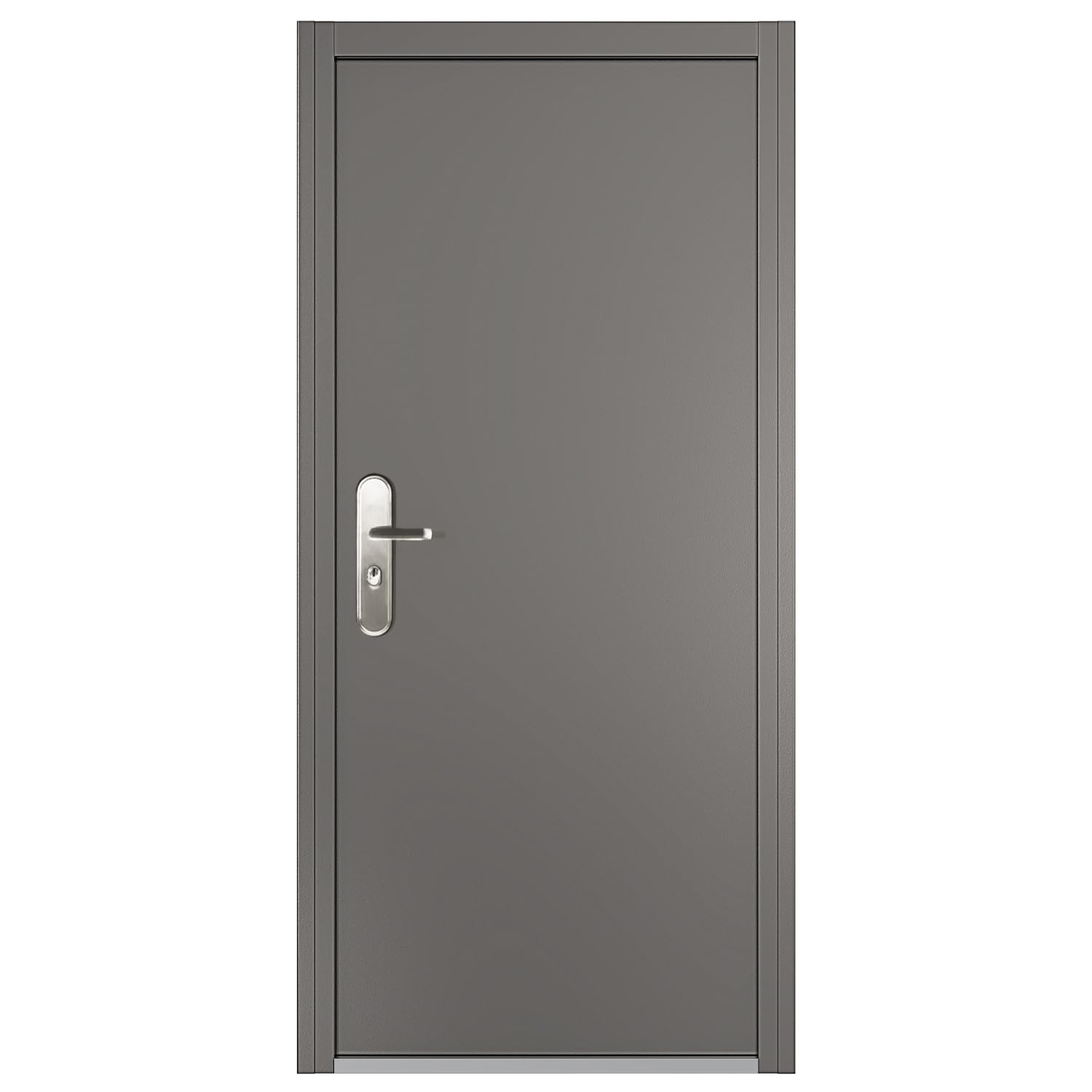 VIZ-PRO Quick Mount Steel Security Door with Frame and Hardware, Gray Right Side-Hinged Inward, 36" Door Slab