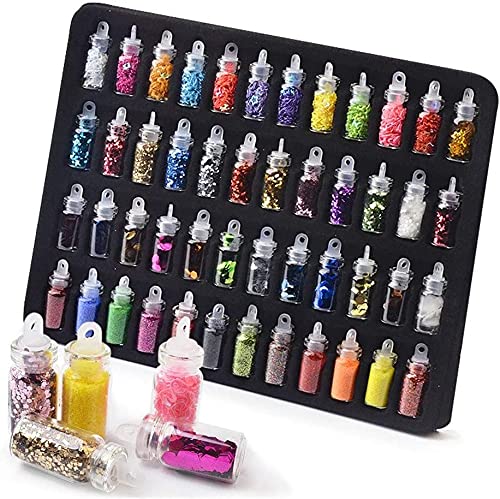 FAMEZA 48 Bottles Nail Art Sequins Glitter Shine Powder Manicure Decoration Nail Glitter Powder Sequins Manicure Sticker Design