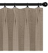 INOVADAY 100% Blackout Curtains for Bedroom, Pinch Pleated Linen Blackout Curtains 84 Inch Length...