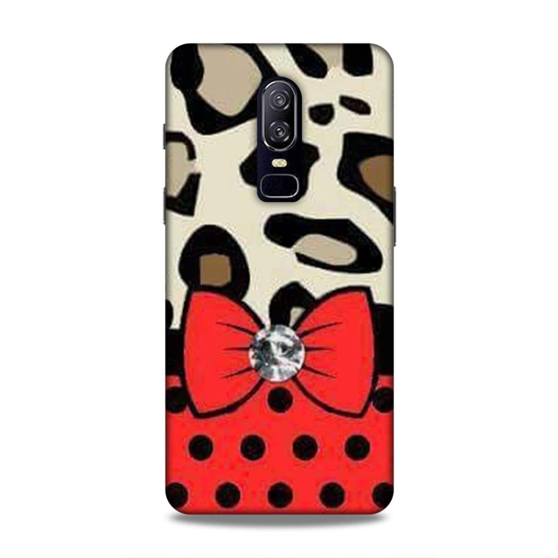 LETAPS® Printed Mobile Back Hard Case Cover for OnePlus 6 | Animal Print, Bow Tie, Polka Dots, Red-6652